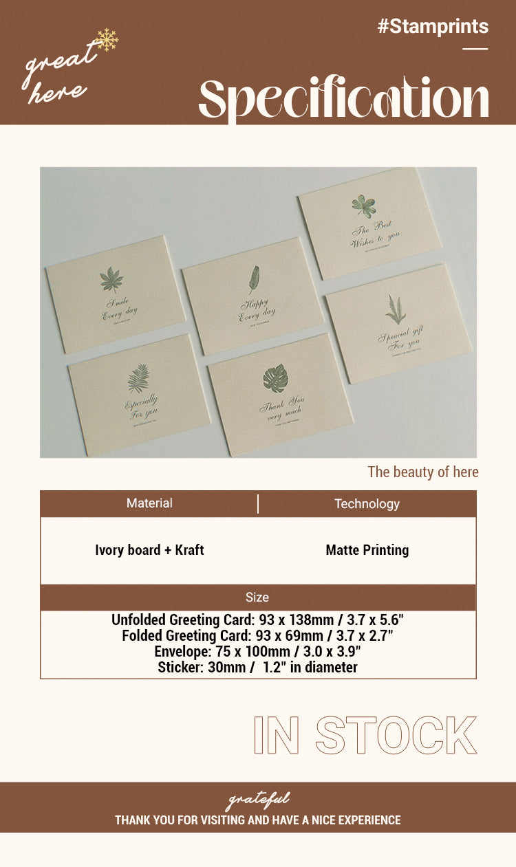2Simple Natural Style Botanical Greeting Card Envelope Set
