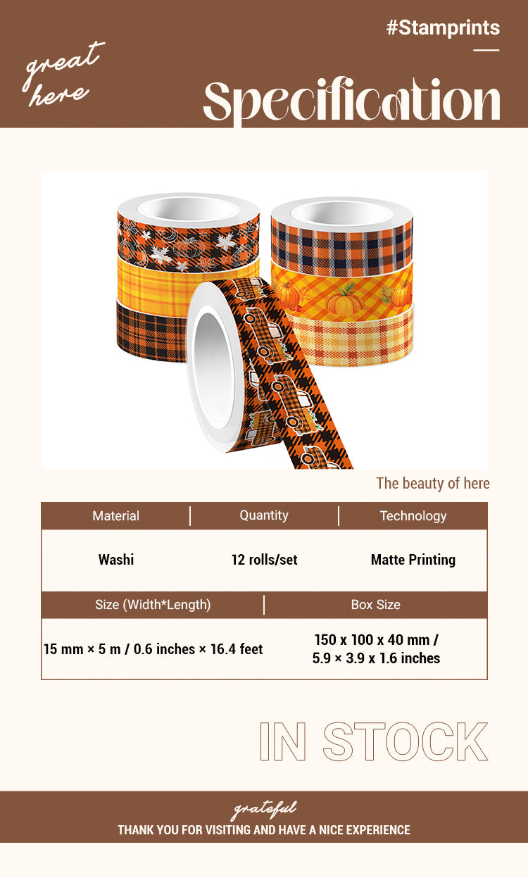 2Thanksgiving Basic Grid Washi Tape Set1