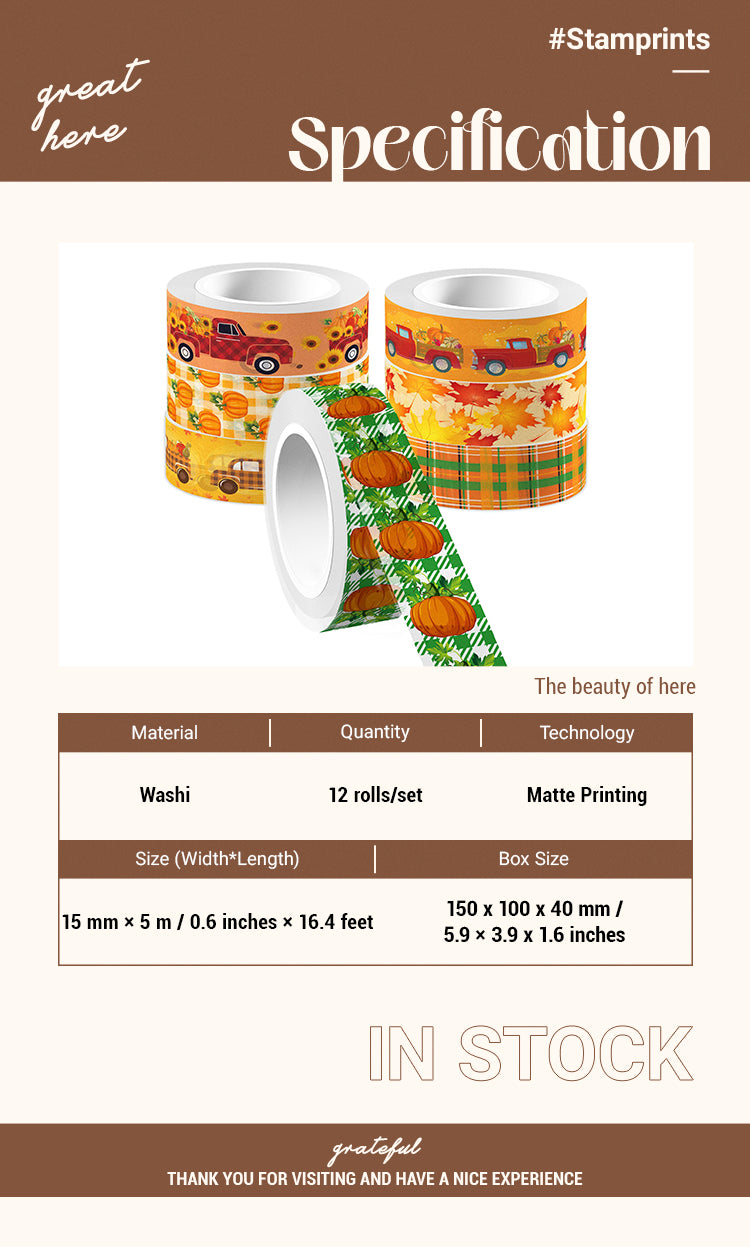 2Thanksgiving Pumpkin Washi Tape Decorative Set1