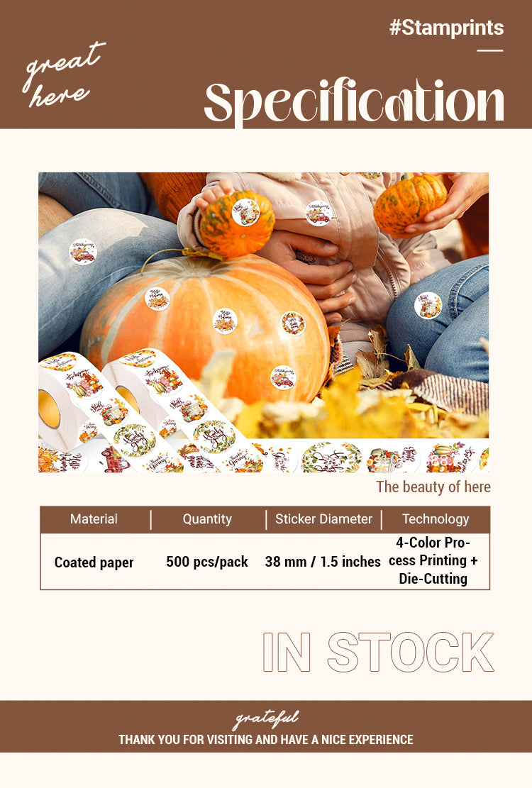 Sticker - Thanksgiving Pumpkin and Text Envelope Seal Sticker