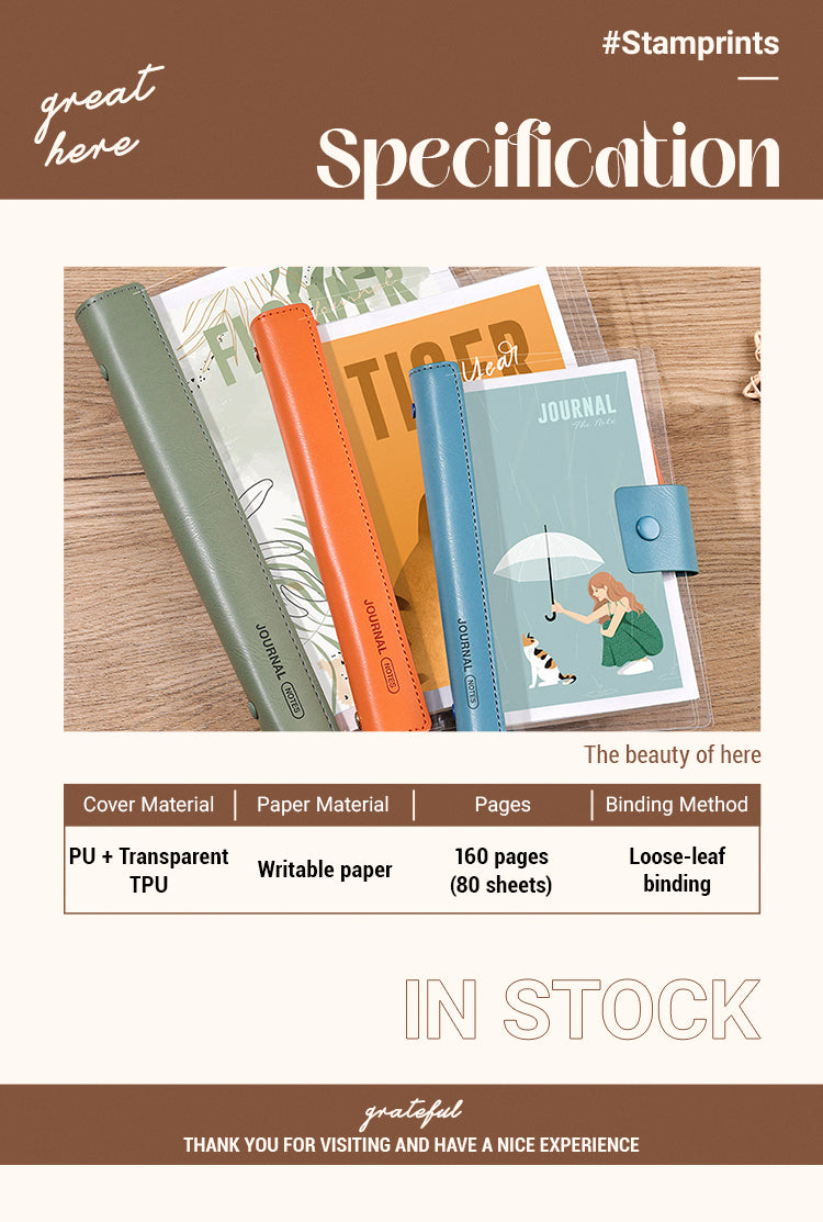 2Transparent Cover Loose-Leaf Journal Notebook