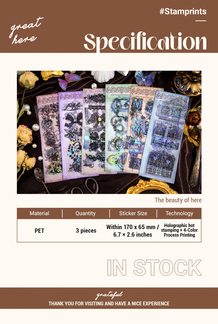 2Transparent Pattern Decorative Frame PET Sticker- Gate Brooch Letters1
