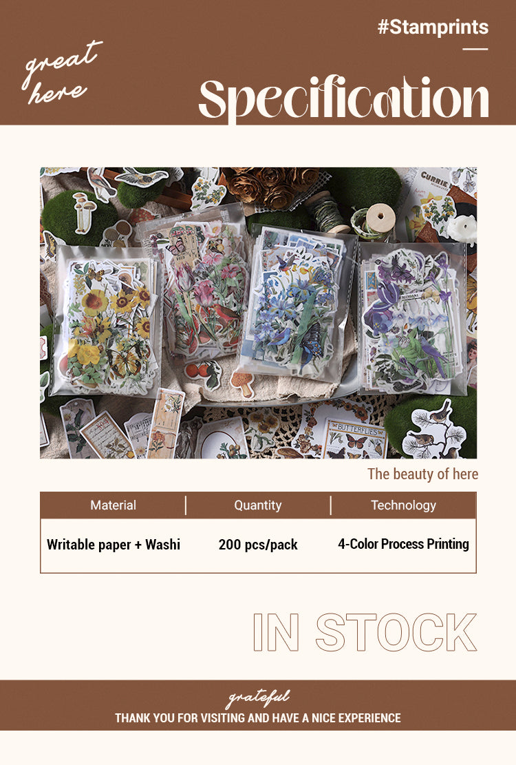 2Vintage Botanical Floral Sticker Paper Collection