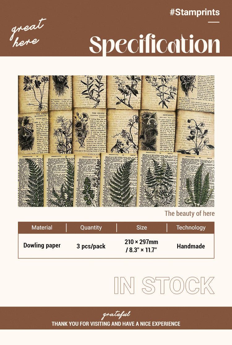 25pcs Vintage Style Botanical Floral Pattern Scrapbooking Material