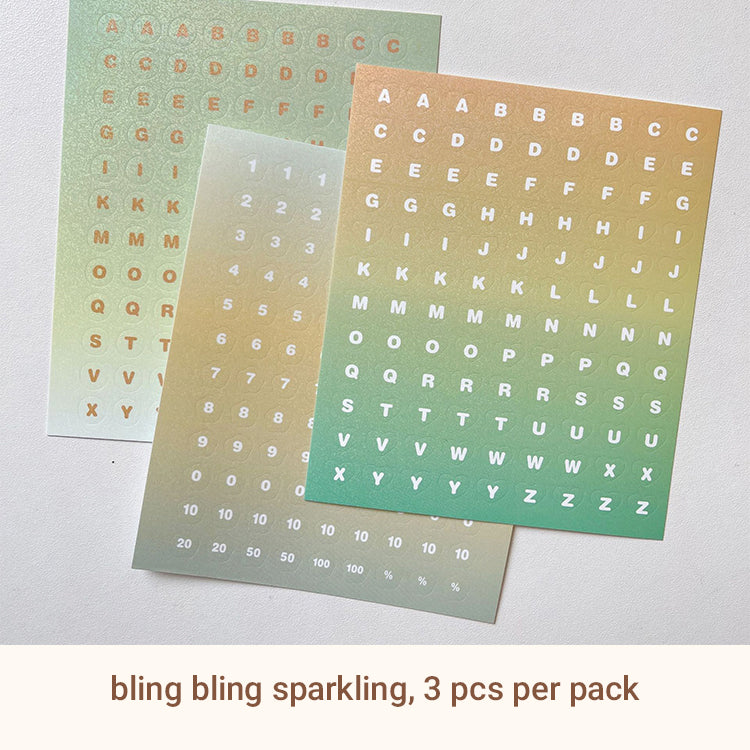 3Alphabet and Number Gradient Stickers2