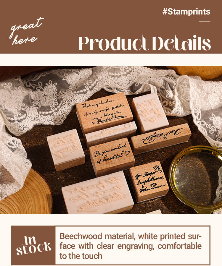 3Artistic Font Series Retro English Wooden Rubber Stamp Set1
