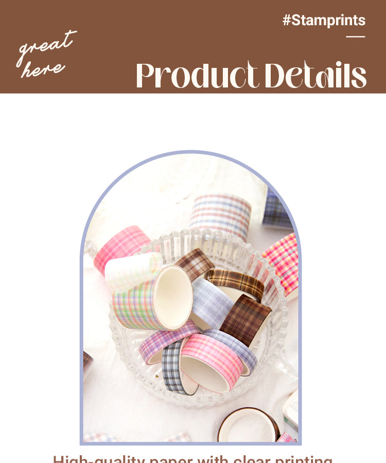 3Basic Plaid Washi Decorative Tape (6 Rolls)1