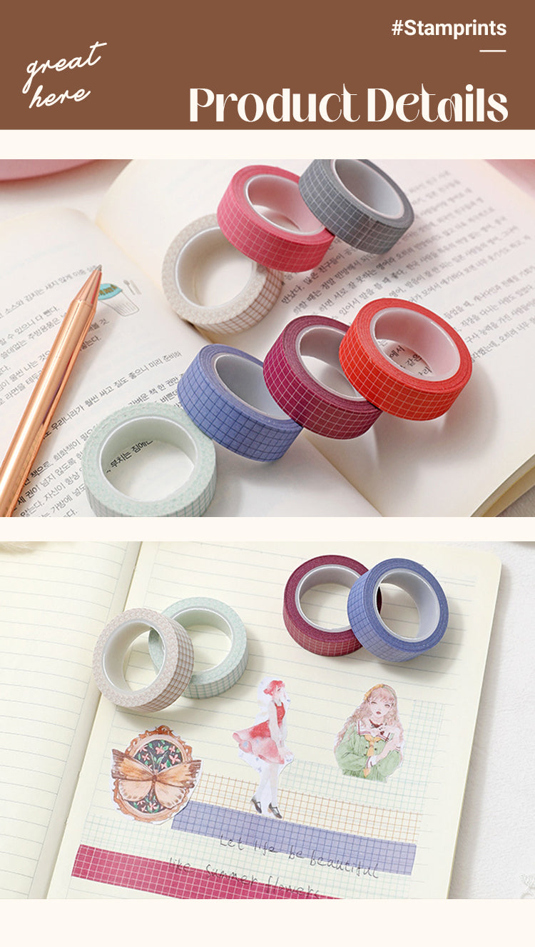 3Basic Solid Color Grid Washi Tape1