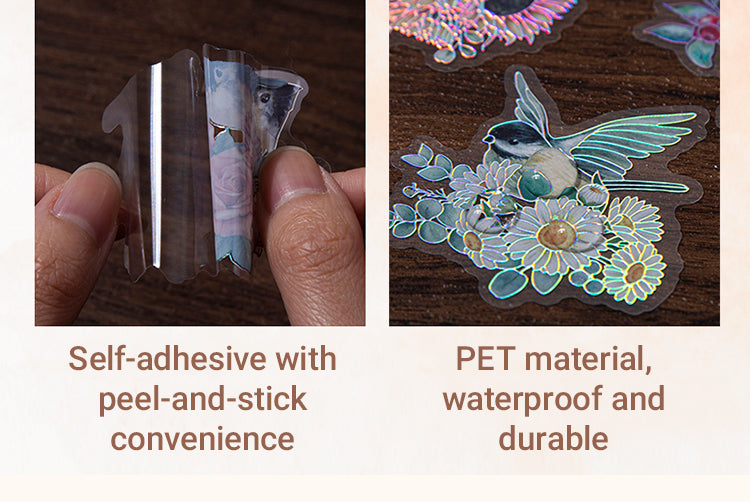 3Birds and Blossoms Holographic Hot Stamping PET Stickers3