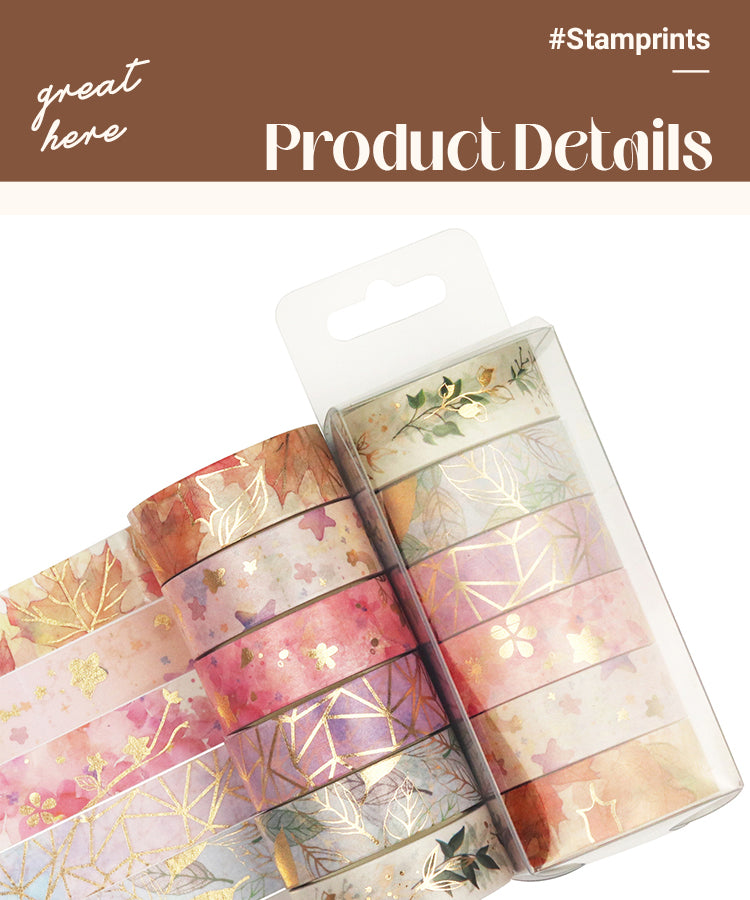 3Botanical Nature Theme Foil Stamped Washi Tape Set (6 Rolls)1