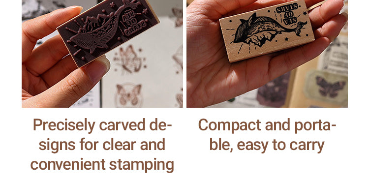 3Butterflies & Starry Seas Wooden Rubber Stamp Set2