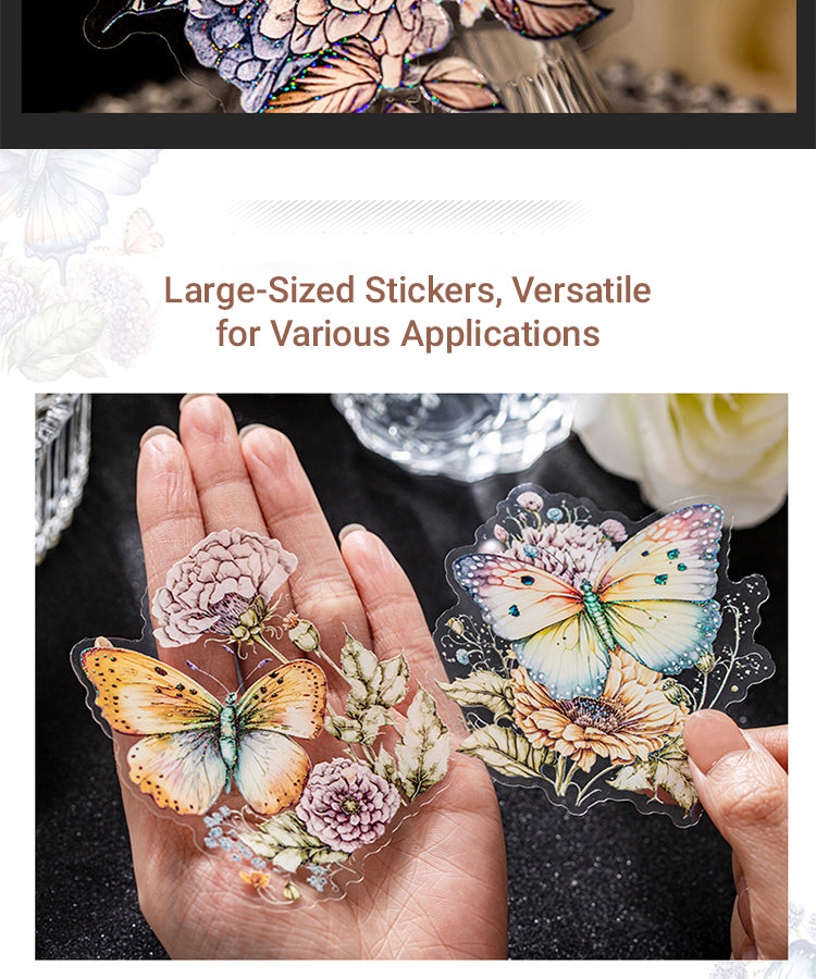 3Butterflies in a Garden of Flowers PET Stickers2
