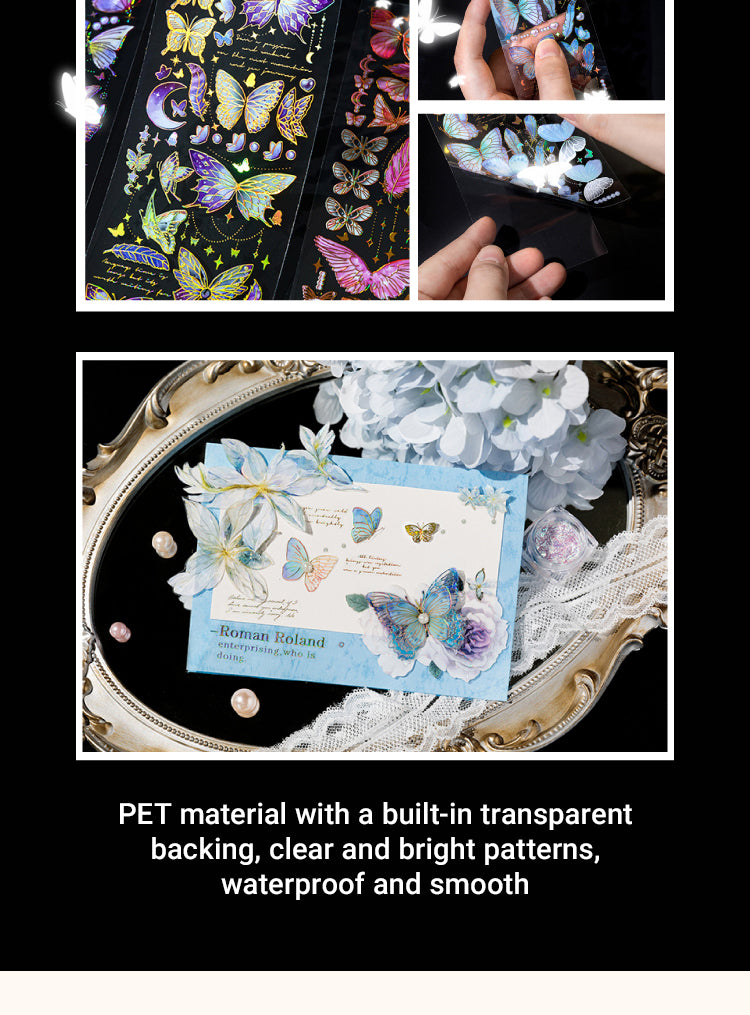 3Butterfly-themed Holographic Hot Stamping PET Sticker Sheet2