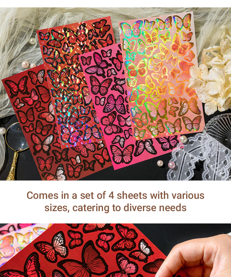 3Butterfly Holographic Hot Stamping Coated Paper Sticker Sheets2