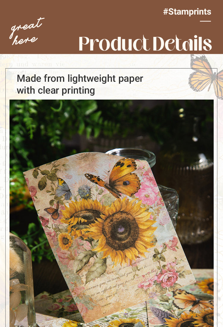 3Butterfly Themed Scrapbook Paper - Sunflower, Rose1