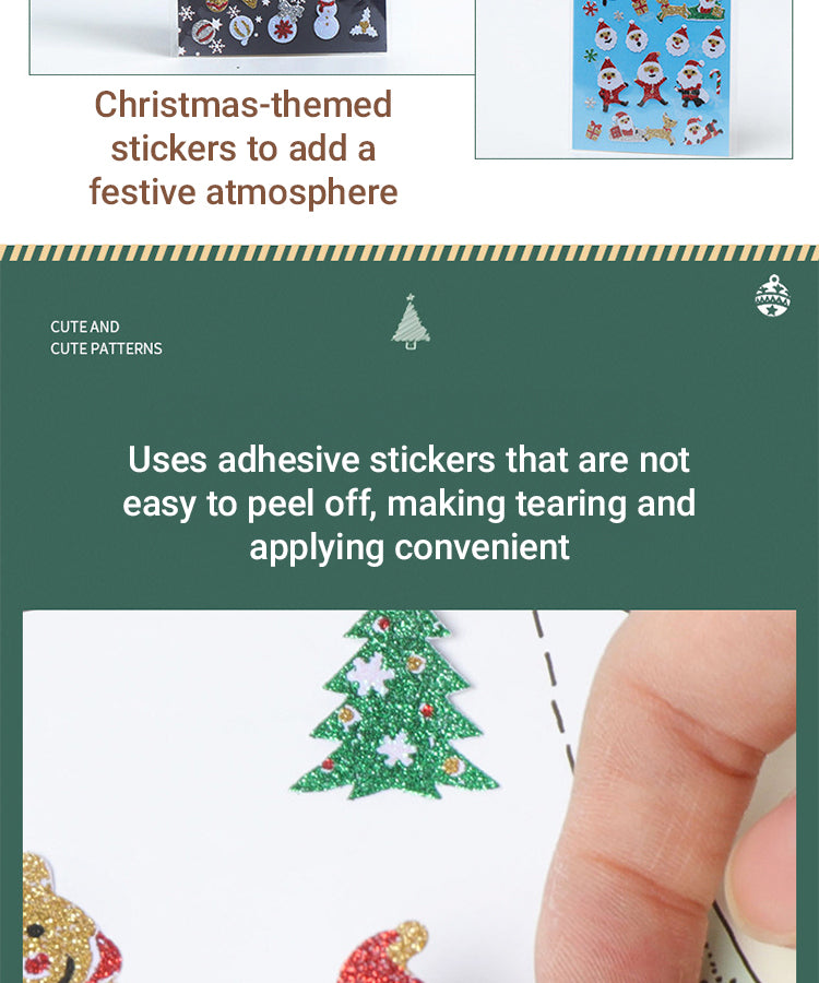 3Cartoon Christmas Decorative Stickers Set of 8 Designs 2