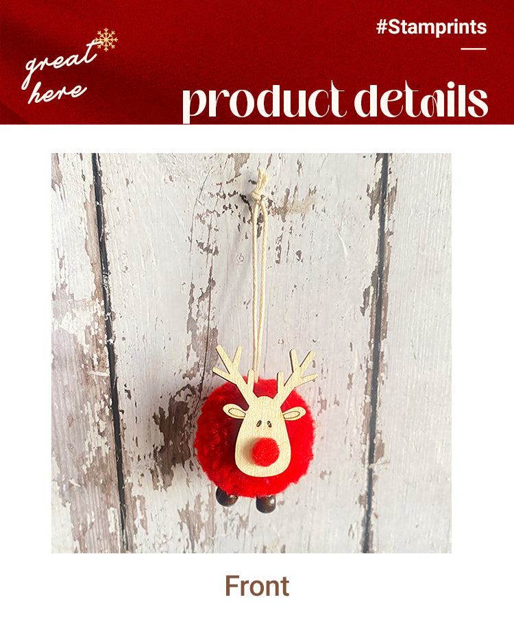 3Cartoon Christmas Deer Pom Pom Pendant1