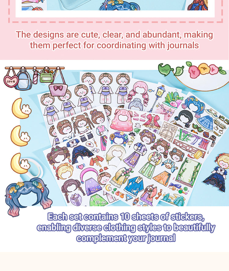 3Cartoon Girl Dress-Up Sticker3