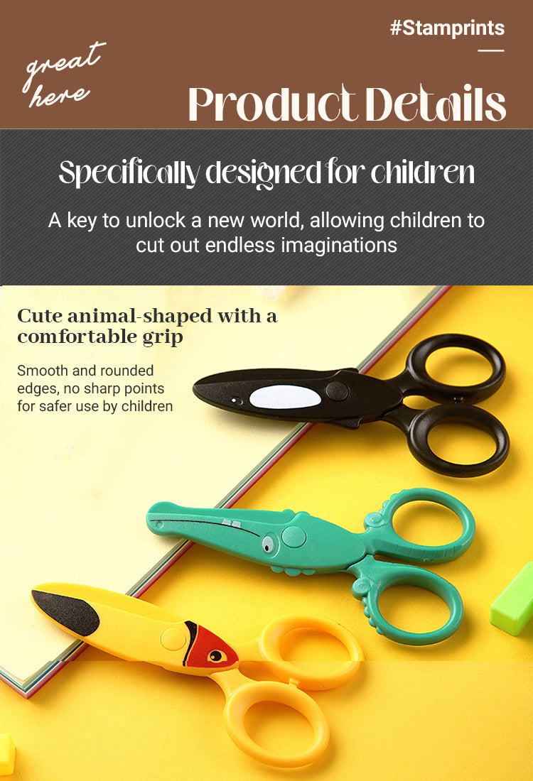 Pastel Color Kids' Safety Scissors With Cartoon Characters, Anti
