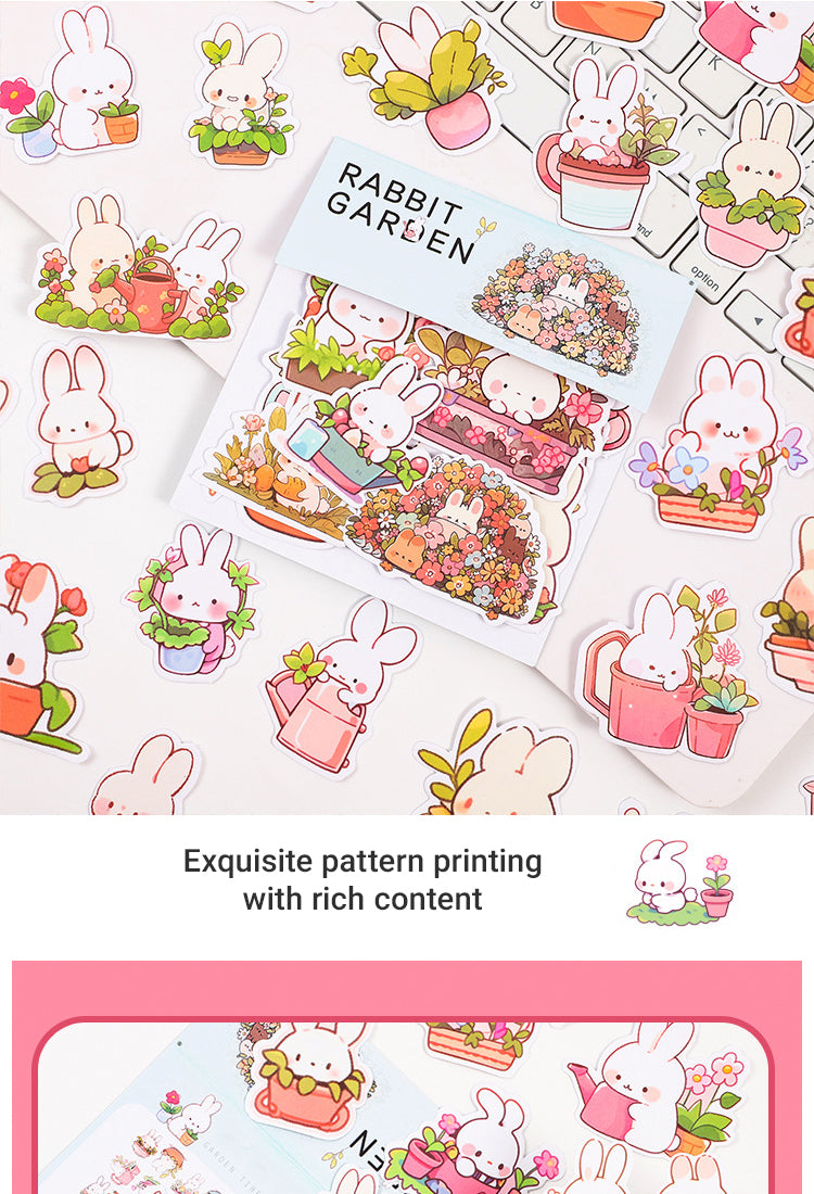 3Cartoon Rabbit Garden Stickers - 70PCS2