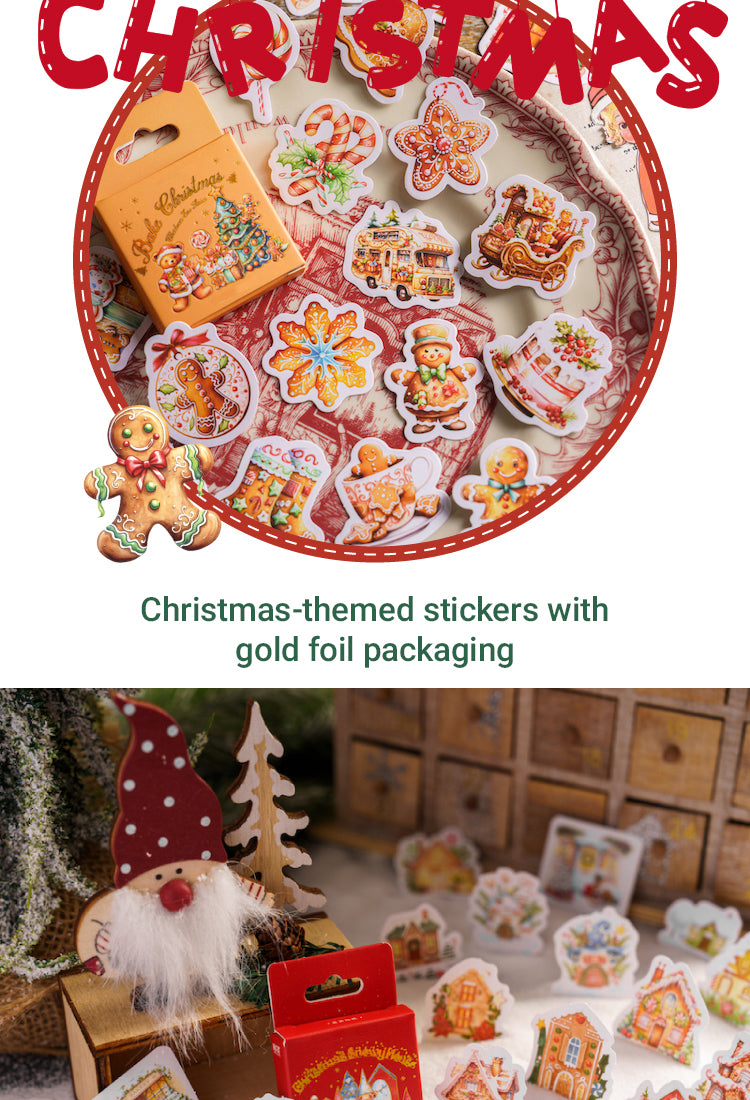 3Christmas Coated Paper Sticker - Snowman, Wreath, Food, House2