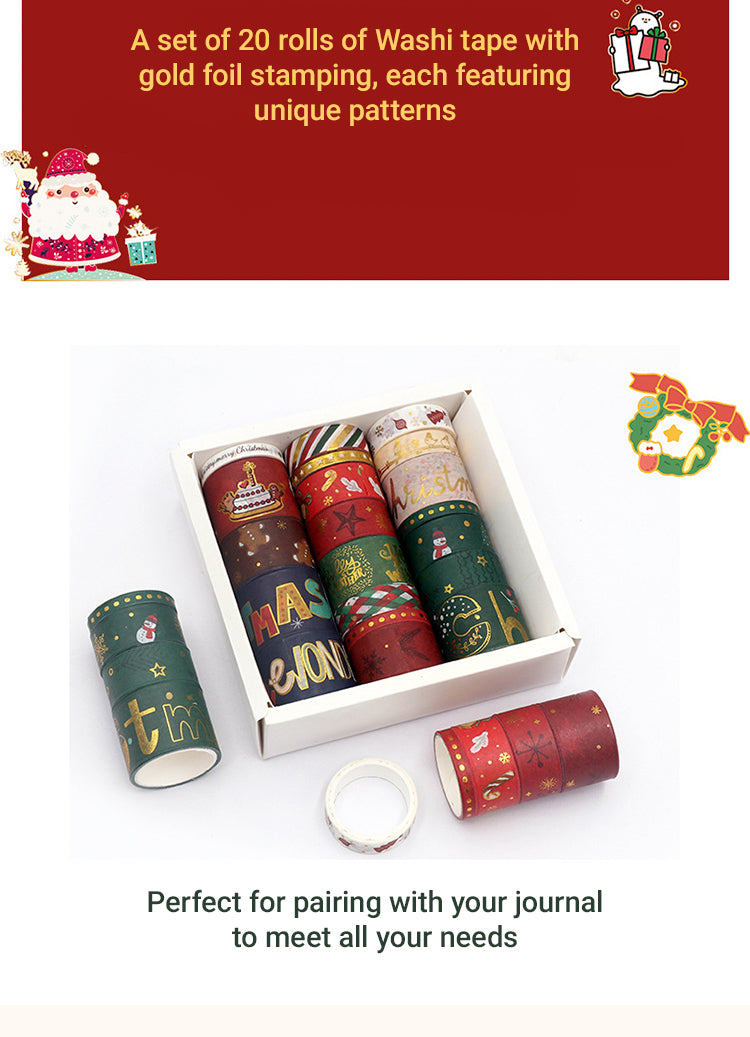 3Christmas Hot Stamping Gold Washi Tape Set (20 Rolls)3