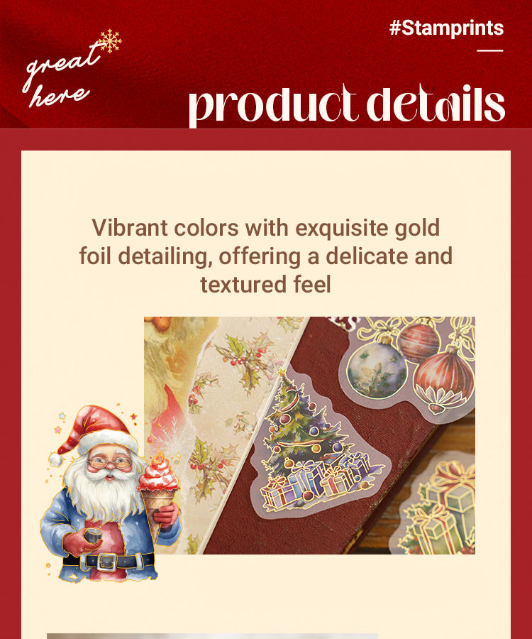 3Christmas PET Hot Stamping Gold Stickers - Wreath, Food, Gift1