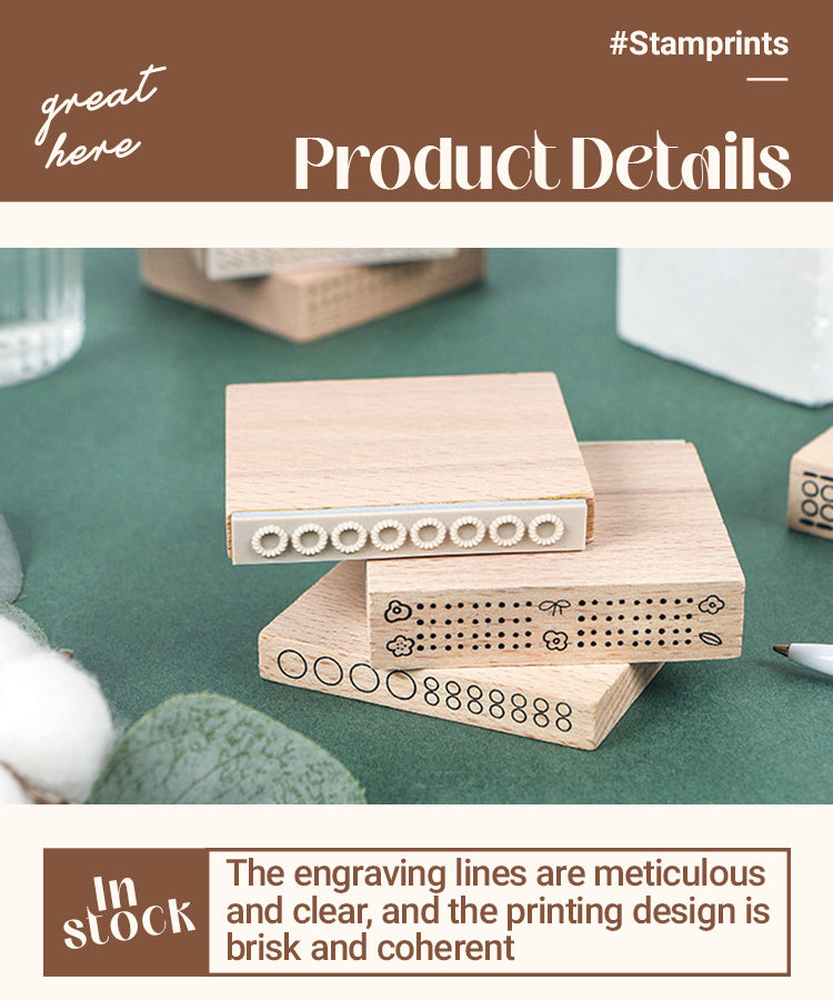 3Circle & Dots Geometric Wooden Rubber Stamp Set1