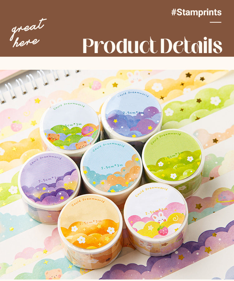 3Cloud Hot Stamping Washi Tape - Rabbit, Bear, Heart, Moon, Star1