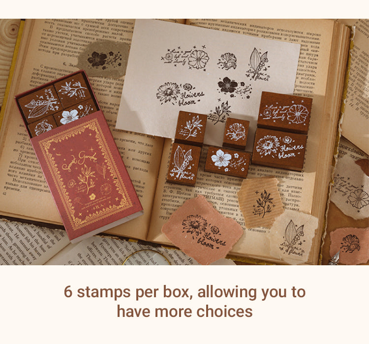 3Collector's Notes Vintage Botanical Wooden Rubber Stamp Set2