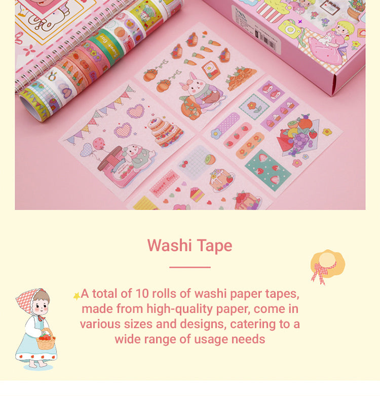 3Countryside Cartoon Style Rabbit and Girl Gift Box Scrapbook Kit2