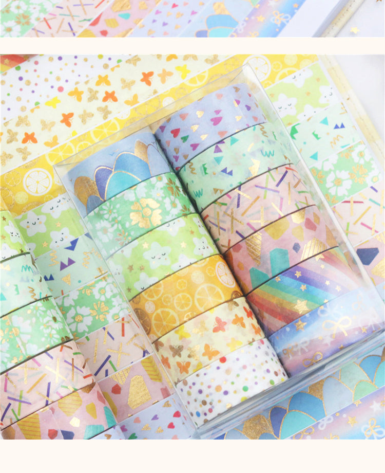 3Cute Cartoon Foil Stamped Basic Washi Tape Set (12 Rolls)2