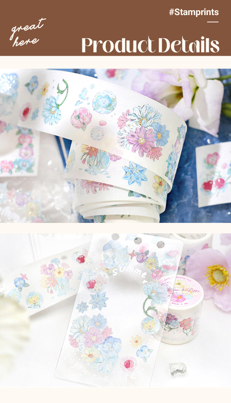 3Dreamy Glass Fantasy Series Fresh Floral Washi Tape·