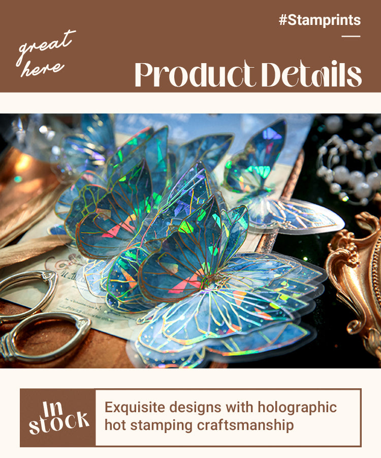 3Dreamy Holographic Gold Foil Butterfly PVC Decorative Stickers1
