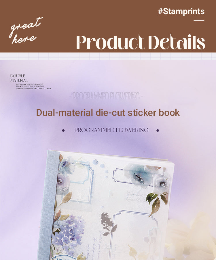 3Dual-material Die-cut Sticker Book - Borders, Text, Stamps, Flowers1