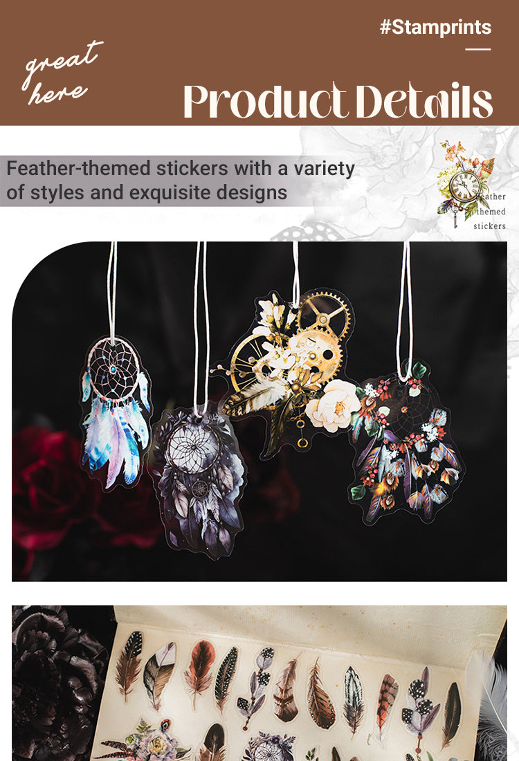3Feather-themed Die-Cutting PET Stickers1