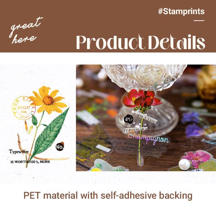 3Flower Hot Stamping PET Stickers1