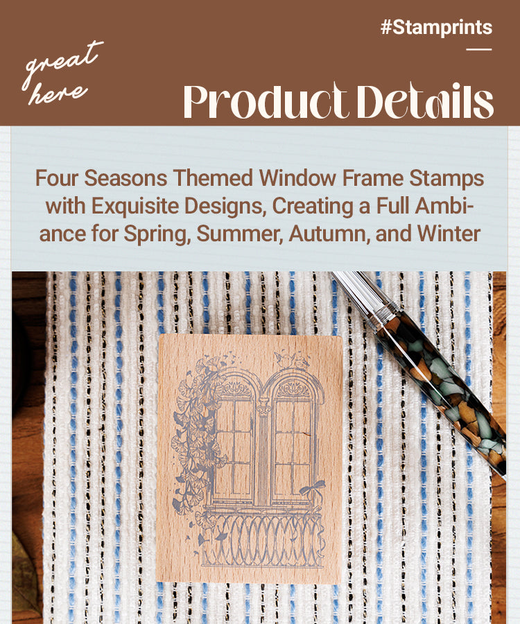 3Four Seasons Window Scenery Wood Rubber Stamps1