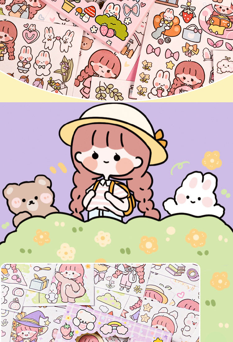 3Girl Cute Cartoon Washi Sticker -People, Rabbit2