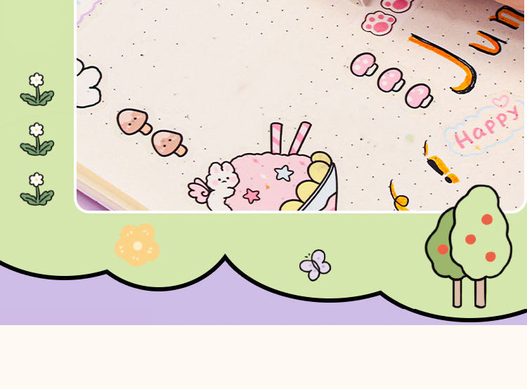 3Girl Cute Cartoon Washi Sticker -People, Rabbit4