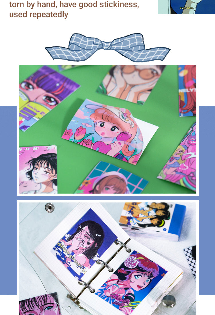3Girl Japanese Anime People Style Washi Sticker Book2