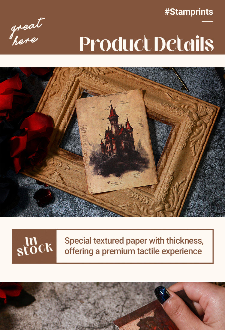 3Gothic Style Halloween Material Paper - Castle, Rose1