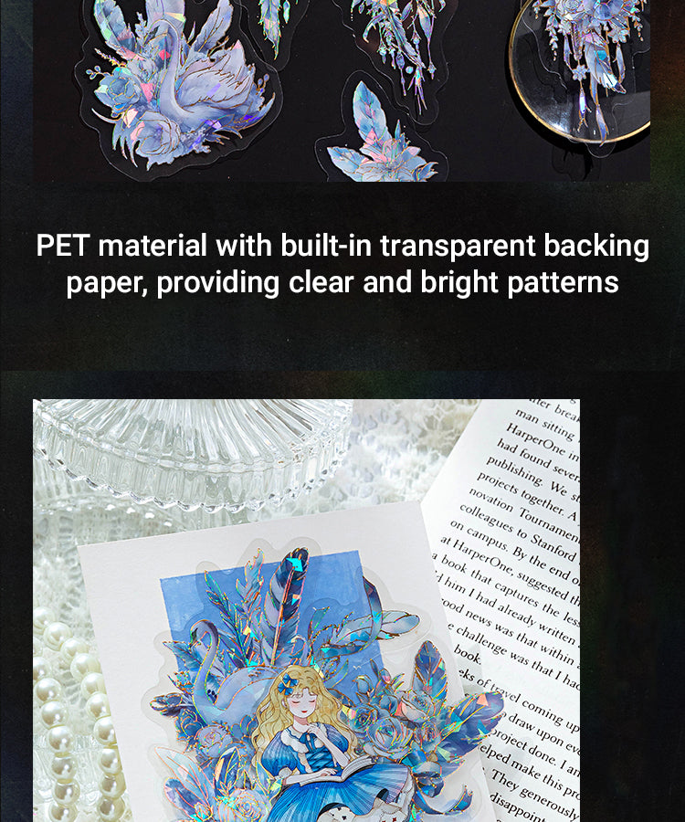 3Holographic Hot Stamping Feather PET Stickers - Envelope, Clock2