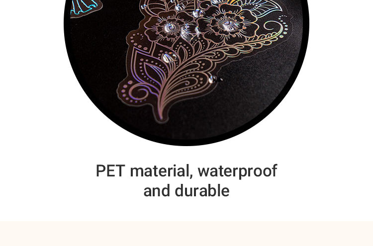 3Holographic Hot Stamping Silver PET Stickers - Goldfish, Bird, Butterfly, Moon, Feather, Girl, Flower, Mandala6