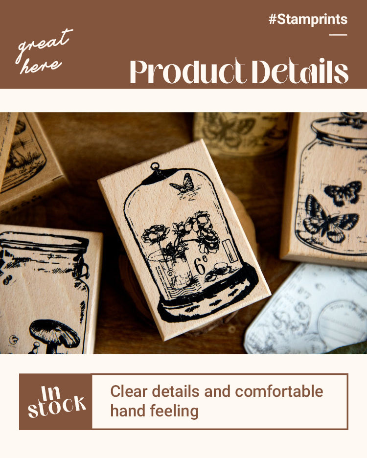 3In the Bottle Series Butterfly Flower Wooden Rubber Stamp1
