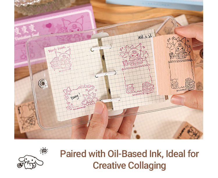 3Joyful Holiday Theme Cartoon Wood Rubber Stamp Set2