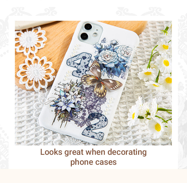 3Lace, Flower, Number PET Hot Stamping Silver Stickers4