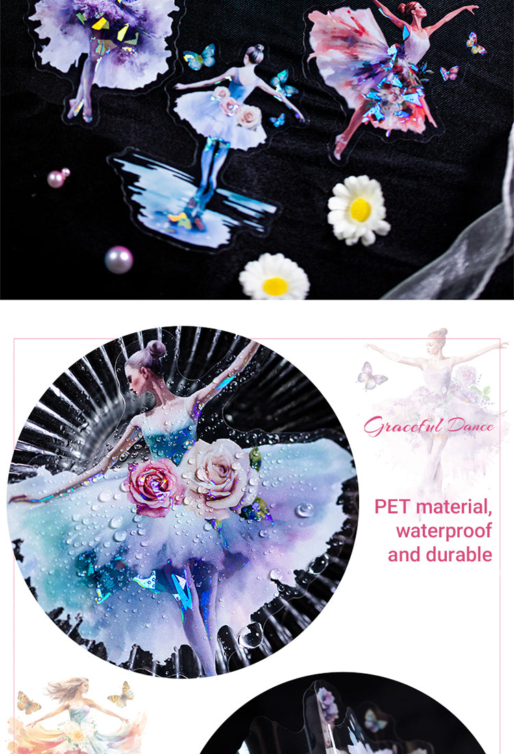 3Lady Ballet Holographic Hot Stamping PET Stickers - Characters, Dance3