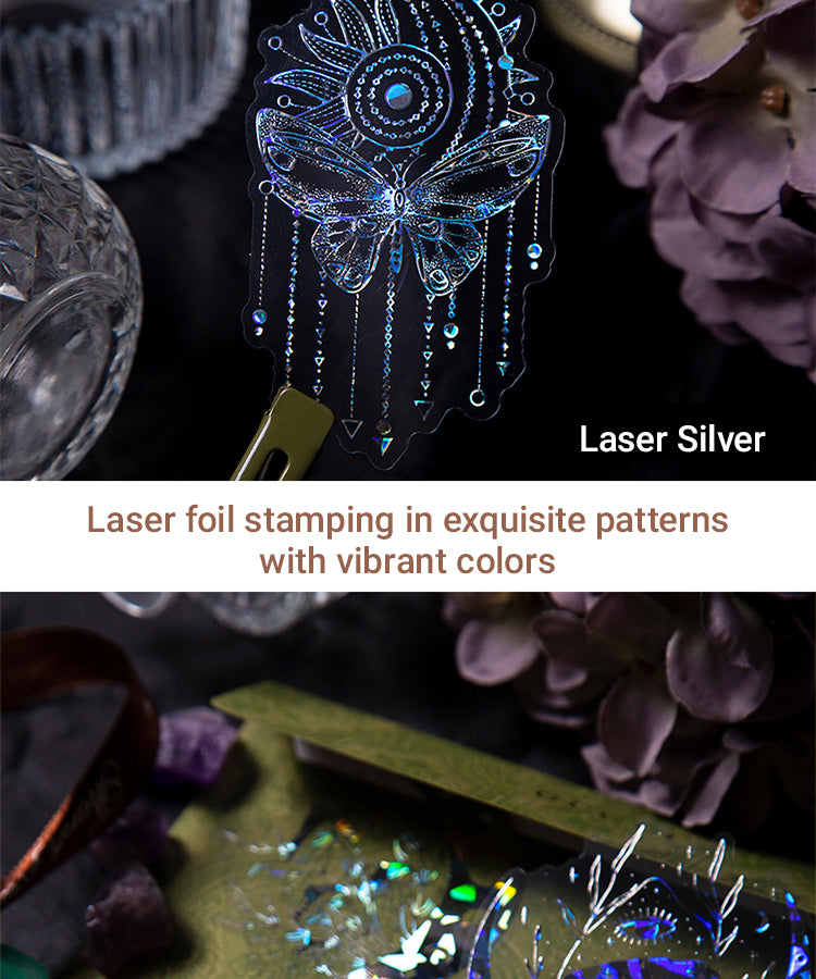 3Laser PET Stickers - Butterfly, Mushroom, Gears, Moon, Magic, Fractals2