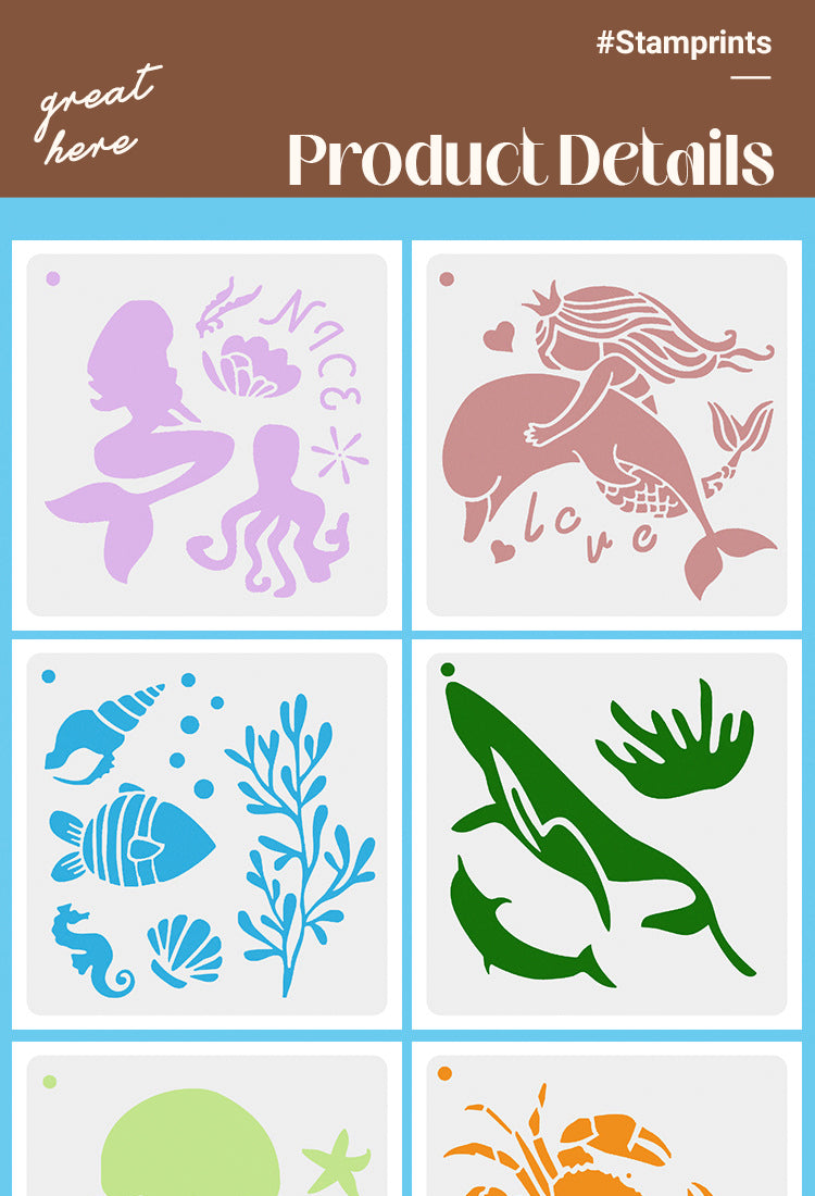 3Marine Life Hollow Painting Stencil Set1